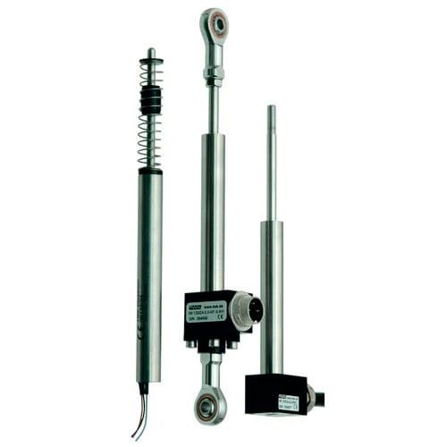 Key features of IW120 series:

Measuring strokes: 12 mm, 24 mm, 40 mm, 60 mm, 100 mm, 150 mm, 200 mm;
Contactless, robust system
Infinite resolution
No hysteresis
Linearity 0.5 % or 0.25 %
Protection type IP 66 (with cable IP 68)
Supply and signal processing through external modules
Housing material: Stainless steel (1.4305)
Plunger Material: nickel-iron (stainless)